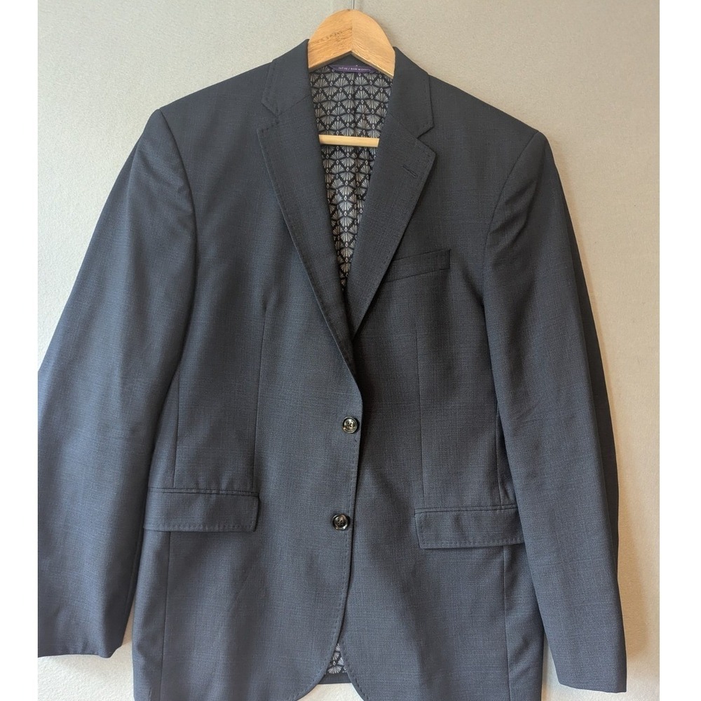 Ted Baker Endurance Blazer Jacket Mens 40R Navy Subtle Plaid Double Vent Canada‎